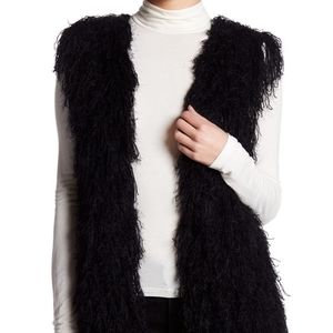 VERTIGO Full Shag Fringed Black Sweater Vest NWT